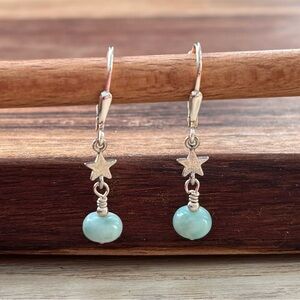 Sterling Silver and Blue Larimar Star Dangle Earrings